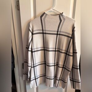 Max Studio Cream and Gray Plaid Turtleneck Sweater